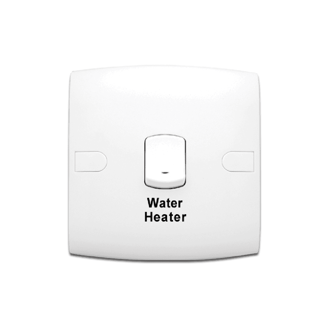 Alfanar AB104 20A double pole electrical switch with LED indicator 7x7 available in white, beige, and remal finishes for heavy appliances. - Thumbnail 2