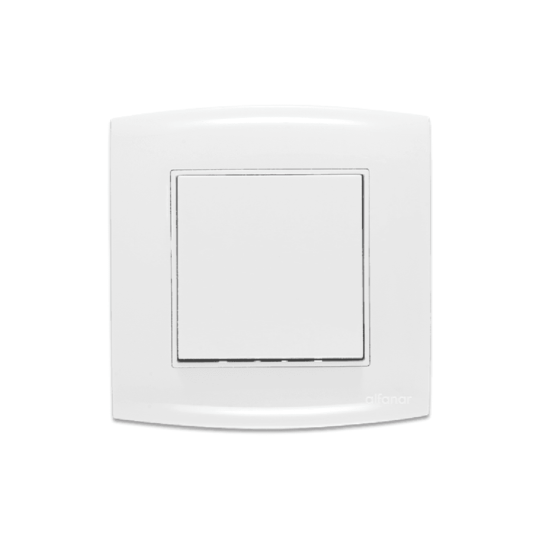 Alfanar ABW102 1 gang 2 way wide rocker electrical switch 10A 7x7 available in white and beige finishes.