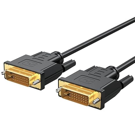 DVI to DVI 24+1 pin digital video monitor cable 6 feet male to male supporting 1080P 60Hz with gold plated connectors.