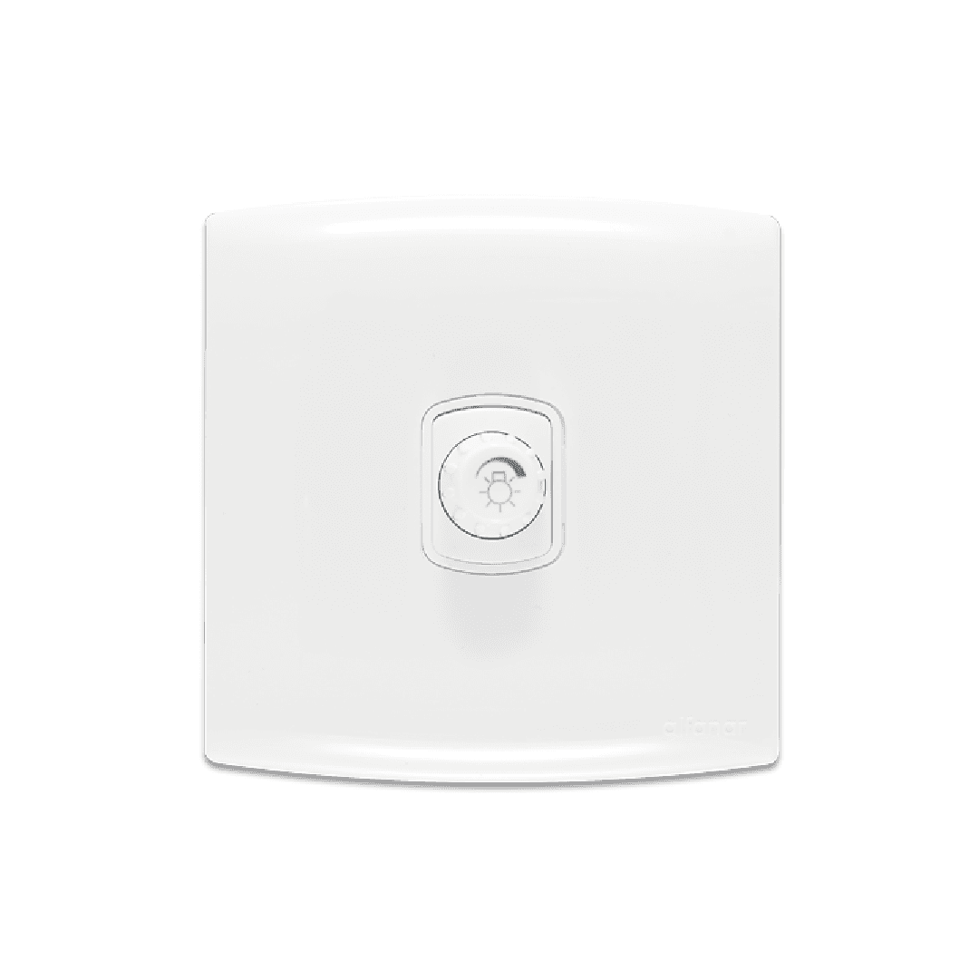 Alfanar AB132 500W 2 way rotary lighting dimmer electrical switch 7x7 available in white and beige finishes for flexible ambient lighting control.