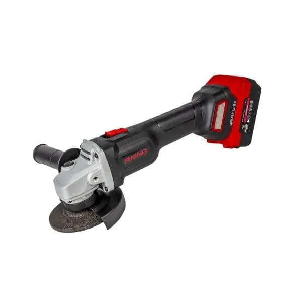 Rhino 21V Cordless Angle Grinder with two 4.0Ah batteries and charger, 125mm size for professional cutting and grinding. - Thumbnail 1