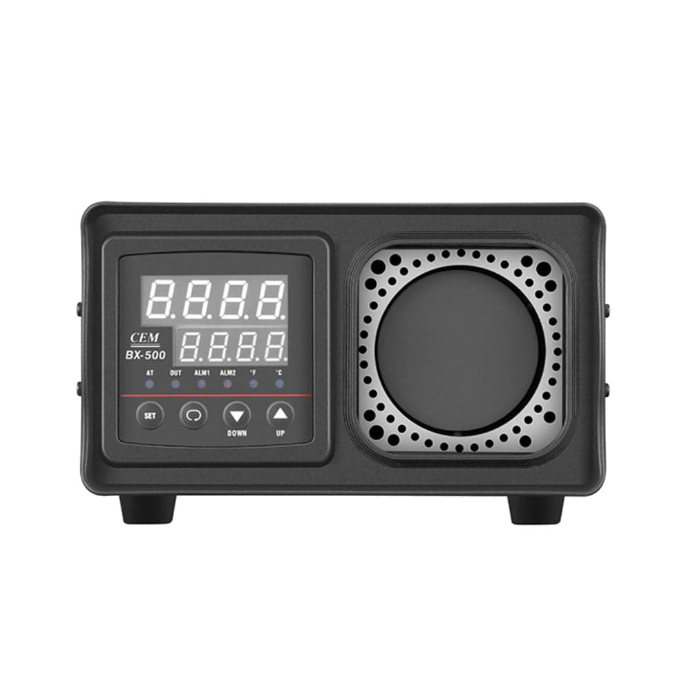 CEM BX-500 infrared thermometer calibrator featuring a blackbody target for precision IR thermal metrology.