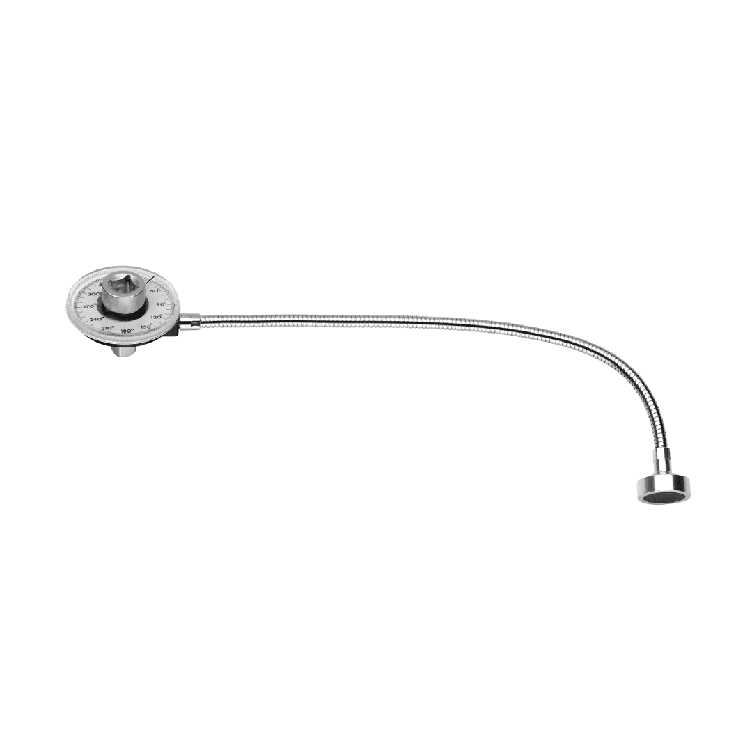 ELORA 2184 Torque Angle Gauge with flexible magnetic holder and square drive for precision fastening.