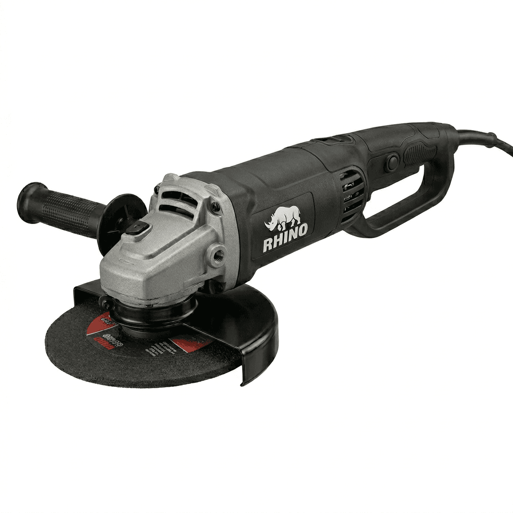 Rhino RH493 2600W 180mm angle grinder, high-performance industrial design for cutting and grinding.