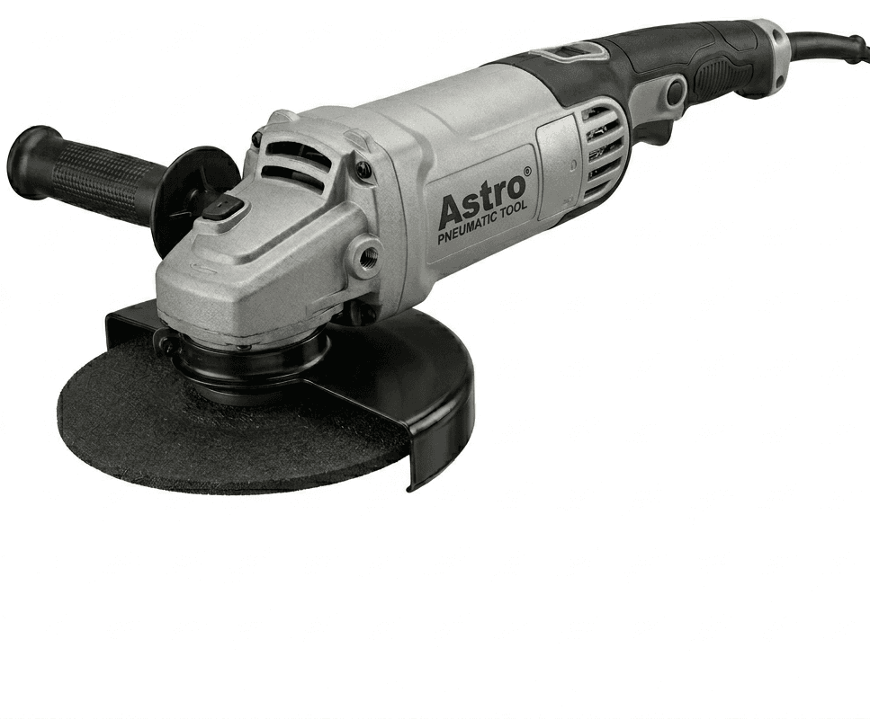 Astro 3007G 7-inch pneumatic air angle grinder with safety lever and side handle for industrial metalwork.