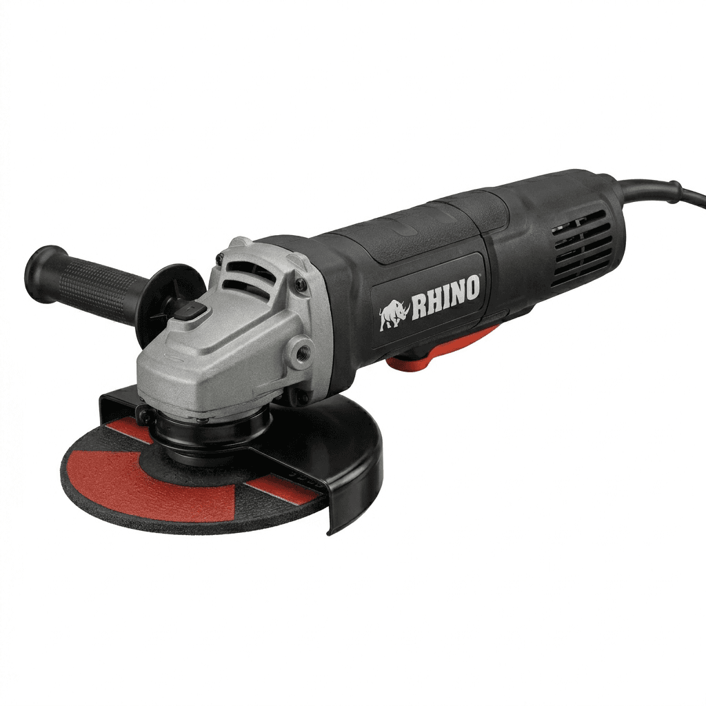 Rhino RH4010 860W 115mm slide switch angle grinder, lightweight and ergonomic design for precision industrial work.
