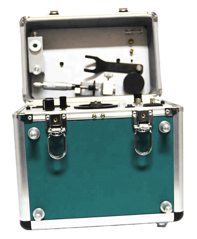 HUATEC HG-5010 portable vibration calibrator with digital controls for testing industrial vibration sensors and transducers.