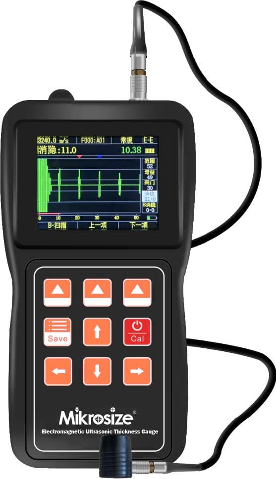 Mikrosize iThick-E20 electromagnetic ultrasonic thickness gauge designed for high-temperature and non-contact industrial inspection.